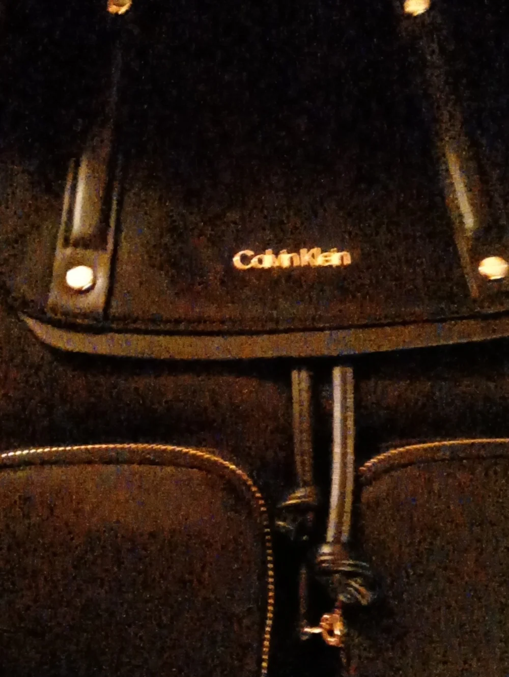 Calvin Klein Black Backpack with Gold Accents